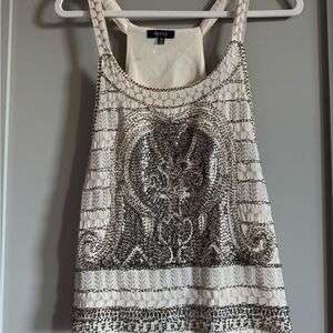 Ivory and Silver Beaded Women's beaded Top